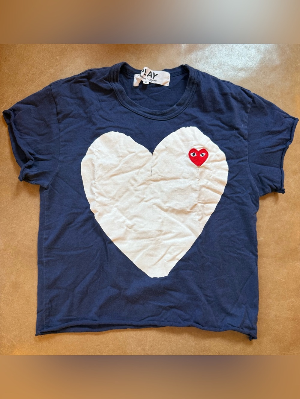 Comme des Garçons Navy Tee with White Heart - small